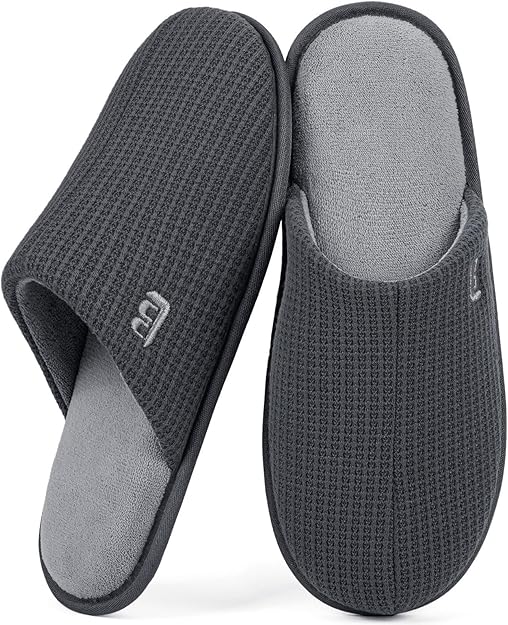 LongBay Men's Two-Tone Slippers Cozy Memory Foam House Shoes size 6-7