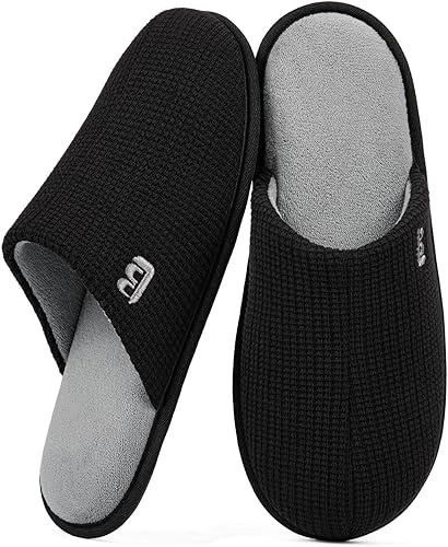 LongBay Men's Two-Tone Slippers Cozy Memory Foam House Shoes size 12-13