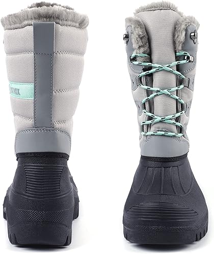 Knixmax Women's Men's Snow Boots Mucker Winter Shoes Waterproof Soles, Fur Lined, Stable Yard Boots, Lace-Up, Horse Riding, Hunting, Outdoor Walking