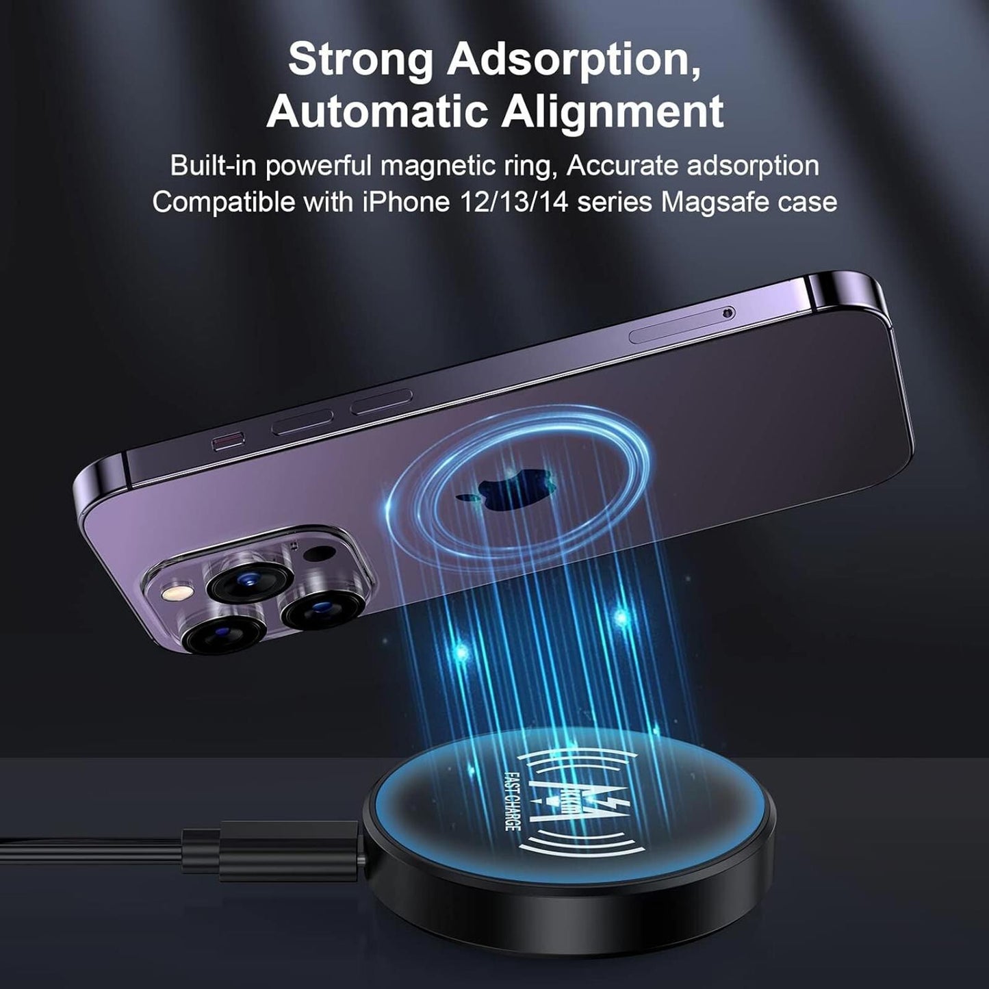 KKM Magnetic Wireless Charger, Compatible with MagSafe Charger Include Adapter