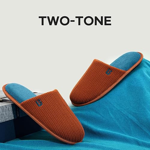 LongBay Men's Two-Tone Slippers Cozy Memory Foam House Shoes size 9