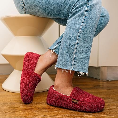 LongBay Women's Fuzzy Full Slippers Memory Foam Warm Winter House Shoes for Ladies Anti-Slip Indoor Rubber Sole