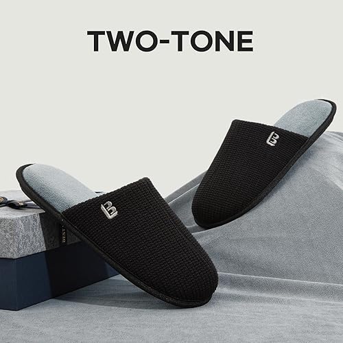 LongBay Men's Two-Tone Slippers Cozy Memory Foam House Shoes size 12-13