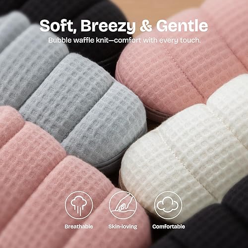 EverFoams Women's Cosy Waffle Slippers Soft Quilted Memory Foam Indoor House Shoes size 5-6