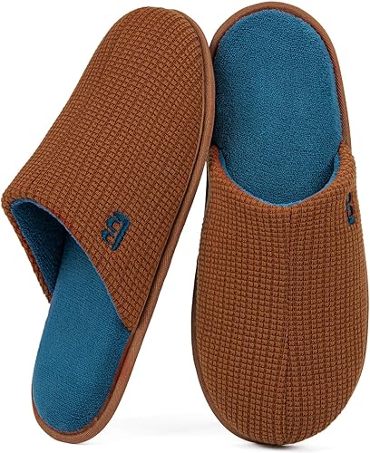 LongBay Men's Two-Tone Slippers Cozy Memory Foam House Shoes size 9