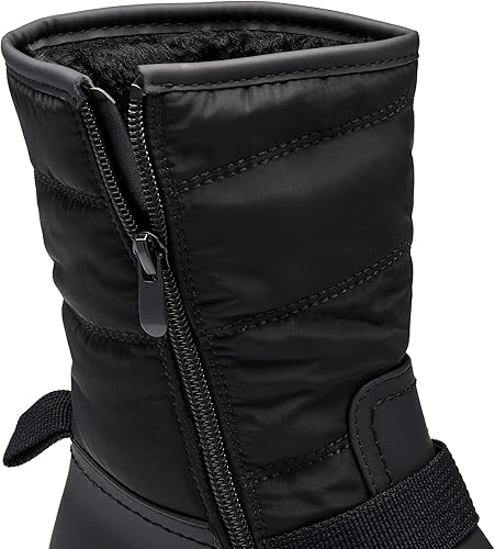 DREAM PAIRS Women's Snow Boots, Smooth PU Thick Sole with Strap Trim on The RIST