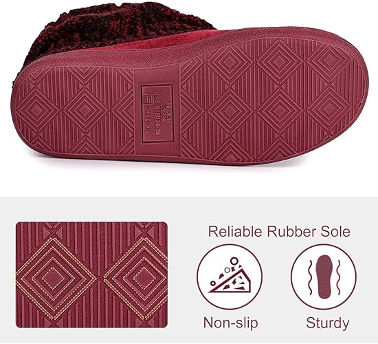 FamilyFairy Women's Woolen Yarn Knit Bootie Slippers Cute Plush Fleece Memory Foam House Shoes 2247