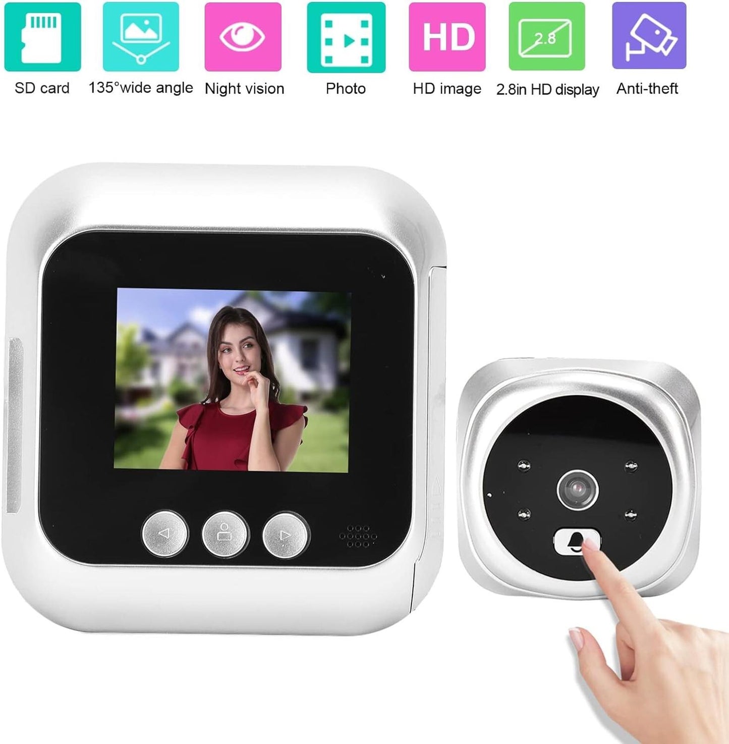 Video Door Peephole Viewer 2.8 Inch LCD Screen 135 Degree Digital Night Doorbell