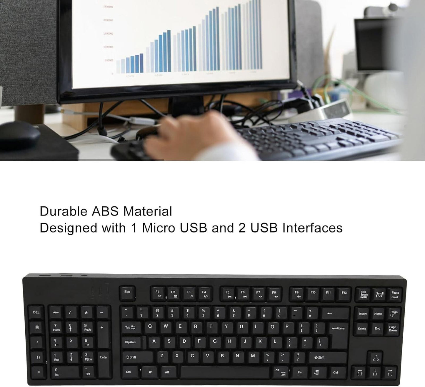 CCYLEZ Left Handed Keyboard, Office Accounting Keyboard, Plug and Play Black New