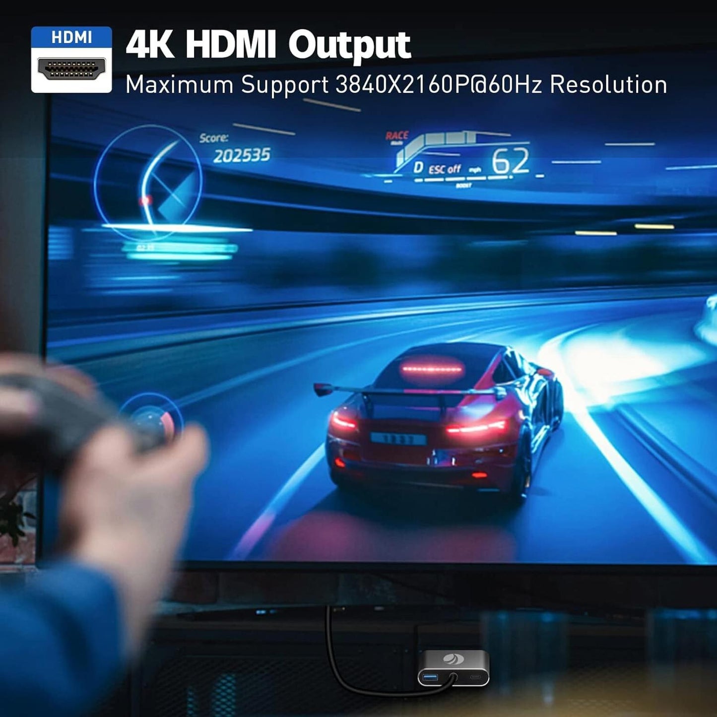 VCOM USB C to Dual HDMI Adapter MST, 4K@60Hz and Dual 4K@30Hz 100W PD