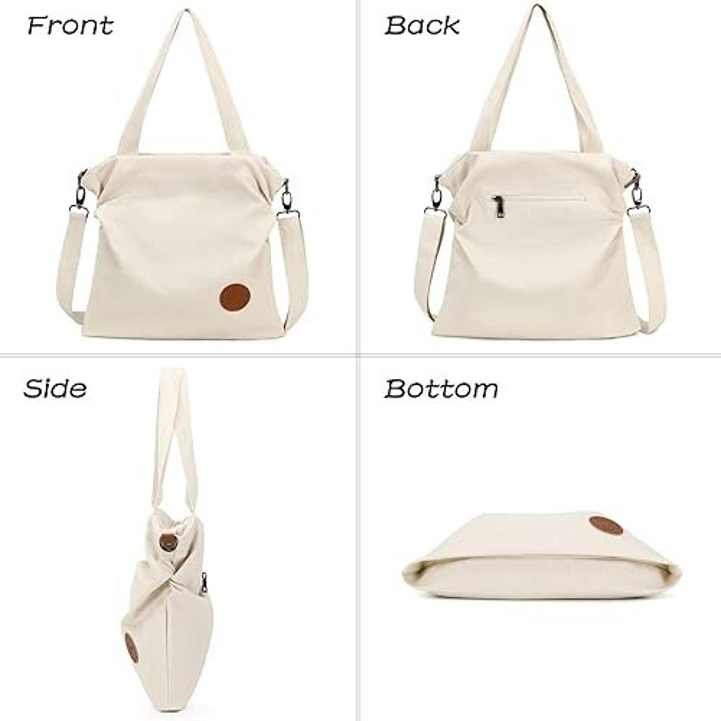 Women Handbag Shoulder Bag Canvas-Vintage Tote Beach Crossbody Baige