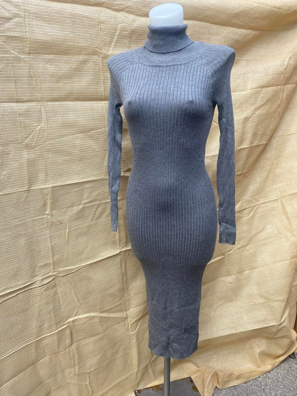 tight long polo neck dress 1209