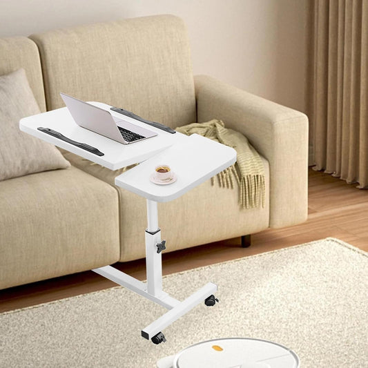 Overbed Table with Wheels Height Angle Adjustable Mobile Coffee Tea Table Laptop