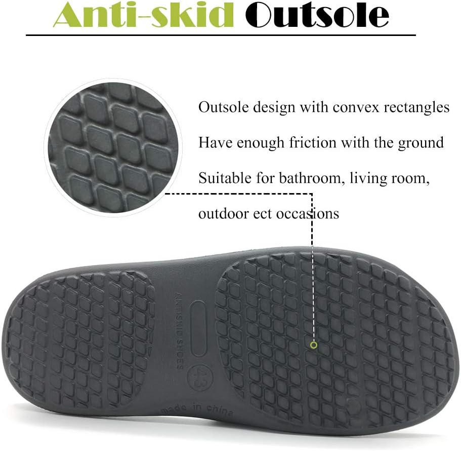 HEVA Shower Slippers Slide Sandals Mens Open Toe Bathroom Beach Indoor House Shoes