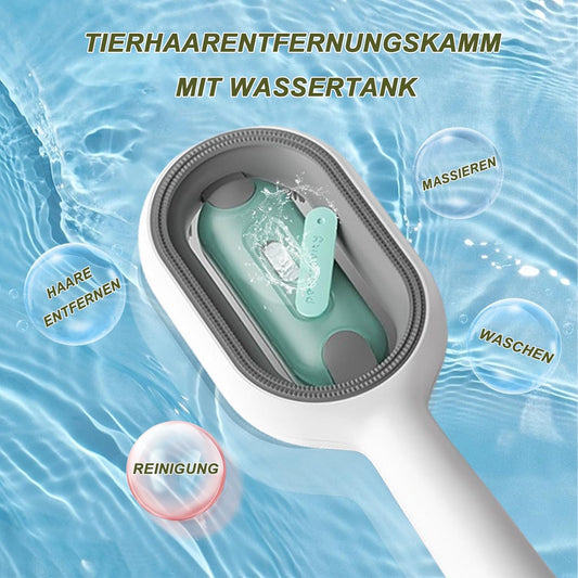Pet Hair Removal Comb with Water Tank, Cat Brush, Dog Brush, Long Hair with Water Cleaning Brush for Pet Hair, Multifunctional Pet Hair Remover Brush, 3-in-1 (Long Hair, Blue Green)