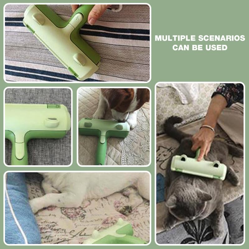 Pet Hair Remover Roller Helps EASILY remove Cat Dog Hair from Carpet, Sofa, Furniture, Bedding, Stairs, Cat Hair Remover, Dog Hair Remover REUSABLE, Roll-Collect-Dispose system ALL IN ONE