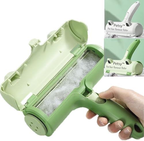 Pet Hair Remover Roller Helps EASILY remove Cat Dog Hair from Carpet, Sofa, Furniture, Bedding, Stairs, Cat Hair Remover, Dog Hair Remover REUSABLE, Roll-Collect-Dispose system ALL IN ONE