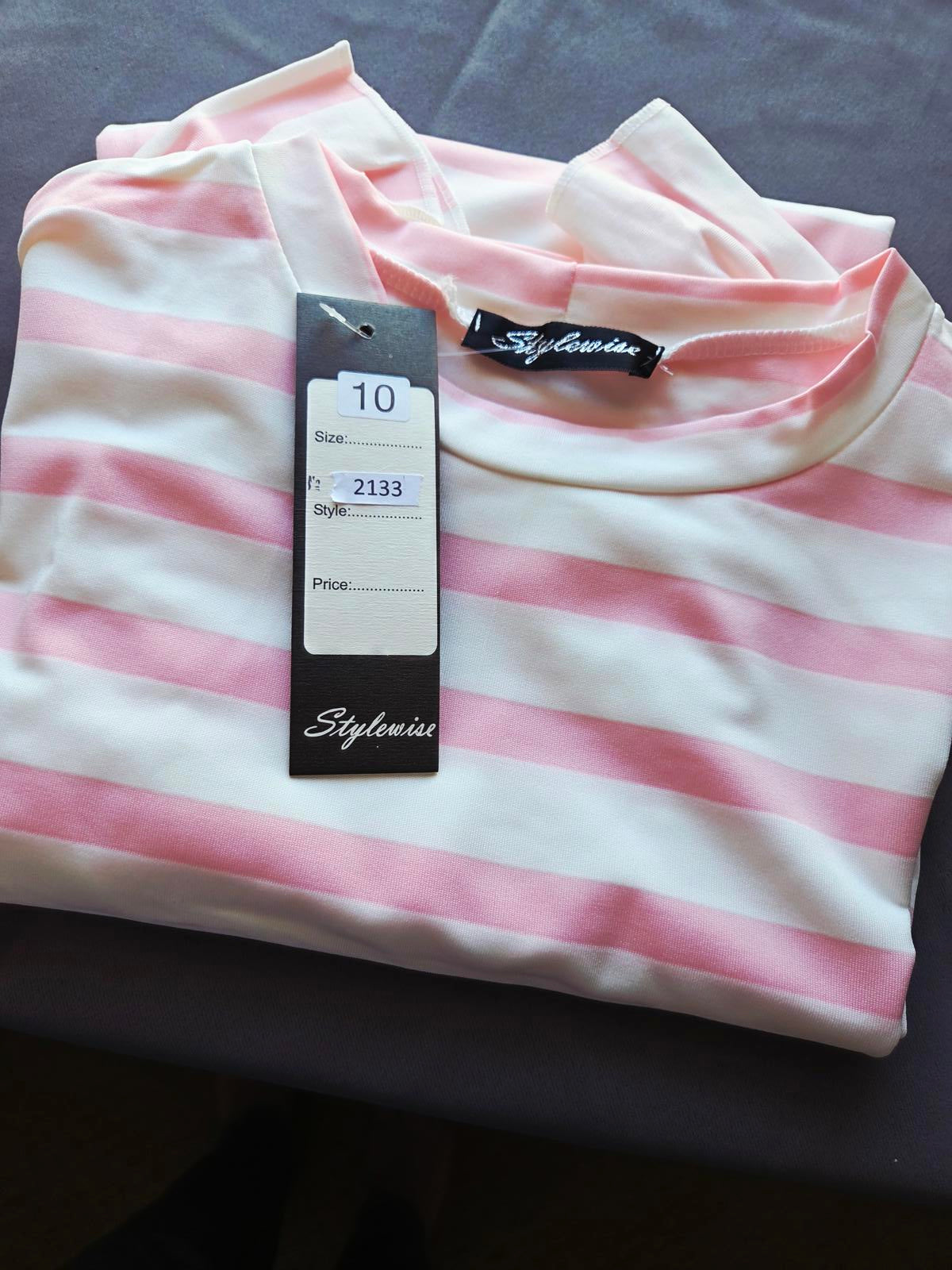 Pink and White Strippy Summer Dress 2133 2103