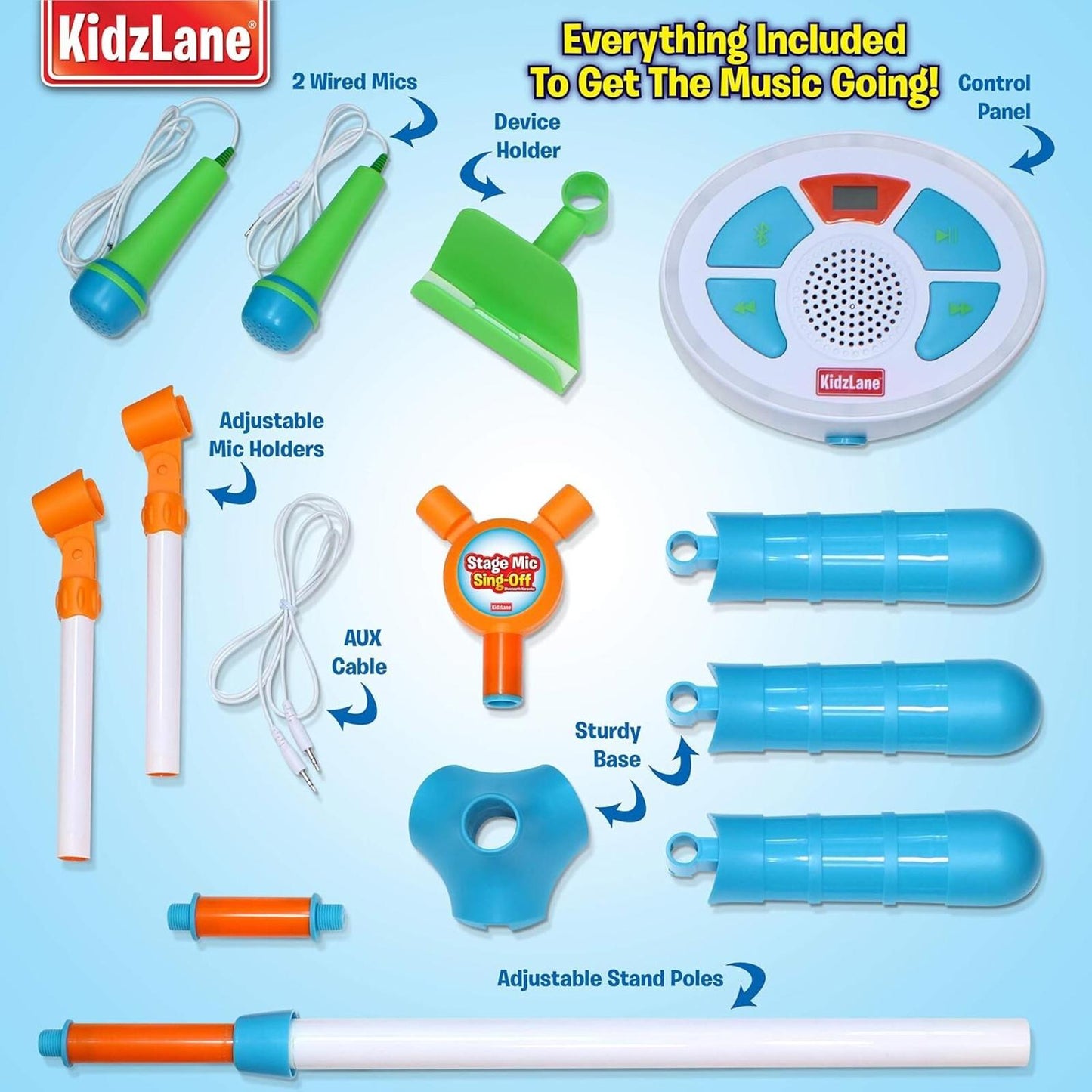 Kids Karaoke Machine Music Player +Two Mics Bluetooth LED Lights Sound Effects