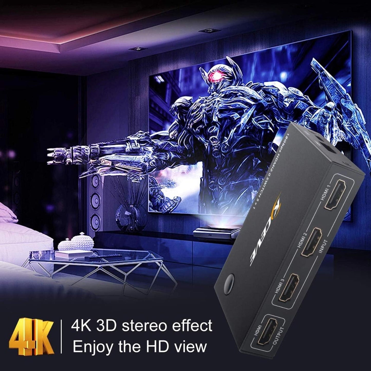 5 in 1 out Ports HDMI Switch 4K@60Hz HDMI 2.0 Remote HDR HDCP2.2 3D 1080P