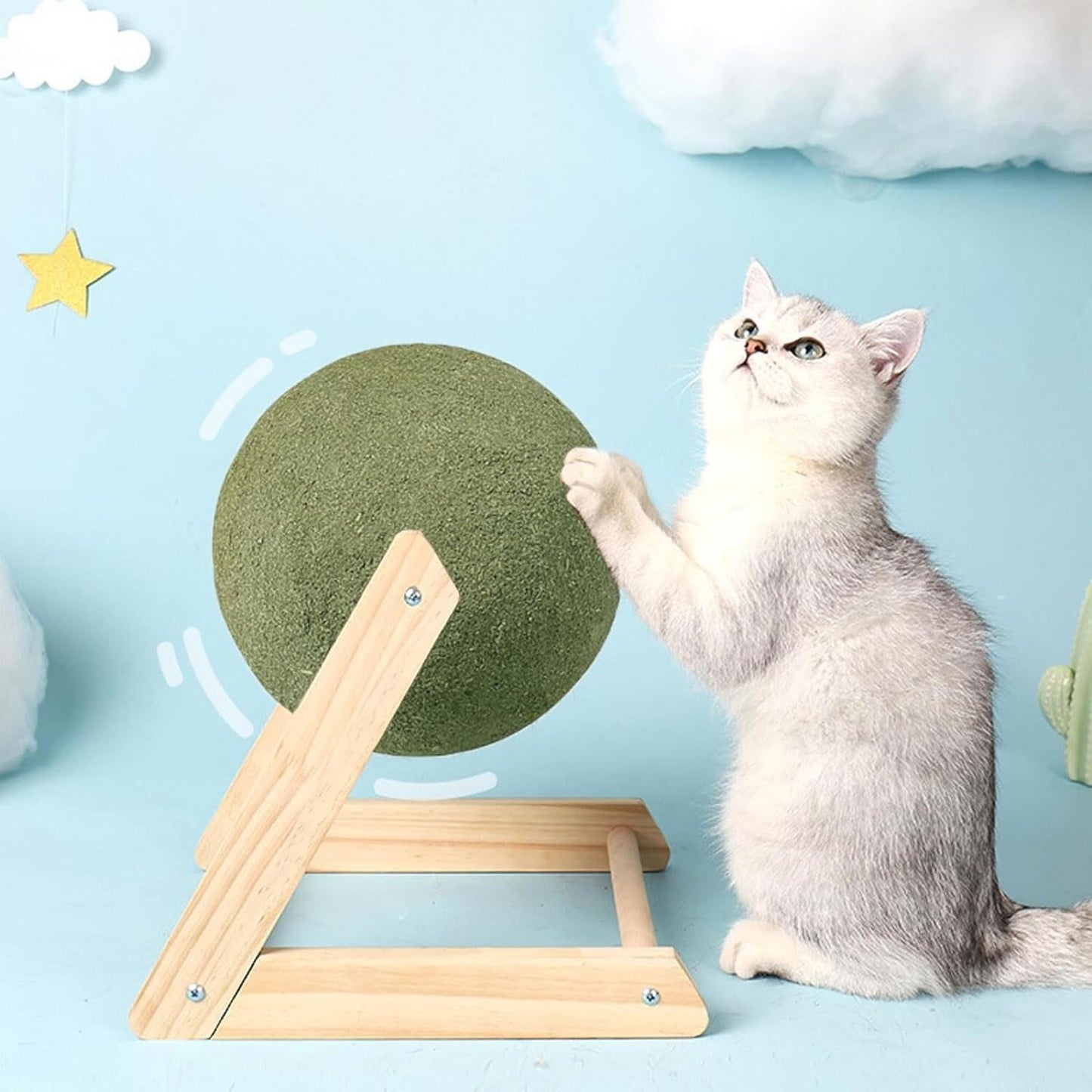 Giant Large Cat Scratching Ball Catnip Ball with Wood Stand Cat Toy for Kitty