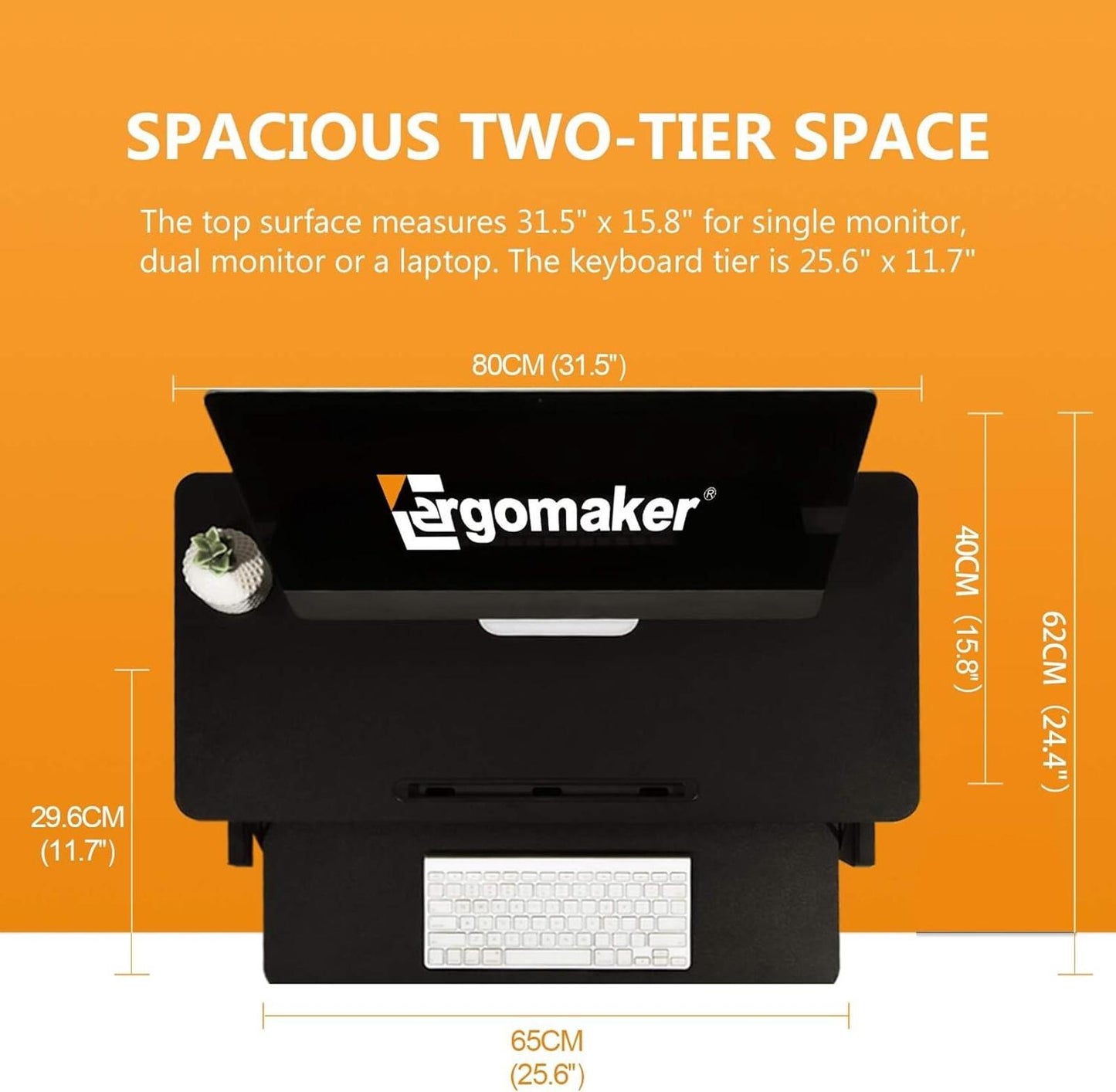 ERGOMAKER Height Adjustable Standing Desk Converter - 81cm (32 Inch)