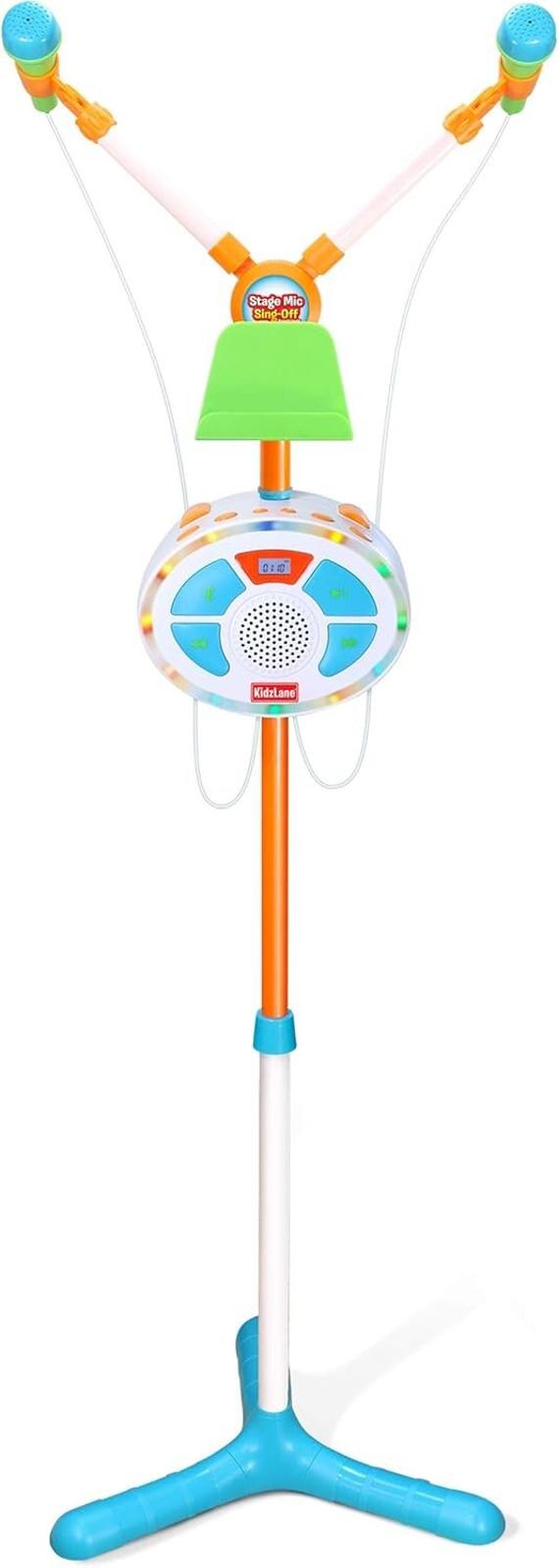 Kids Karaoke Machine Music Player +Two Mics Bluetooth LED Lights Sound Effects