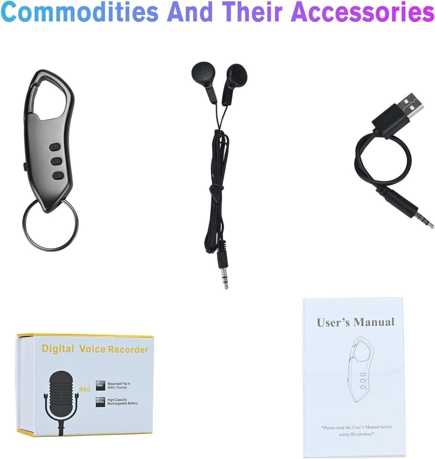 Lychee Portable Automatic Voice Recorder USB Audio Recorder MP3 Player 16GB