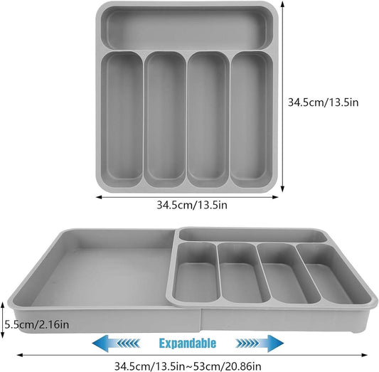 JSUOEO Cutlery Drawer Organiser, Grey, extendable, New, uk