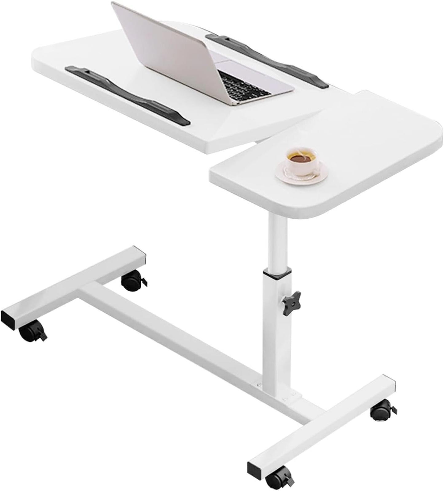 Overbed Table with Wheels Height Angle Adjustable Mobile Coffee Tea Table Laptop