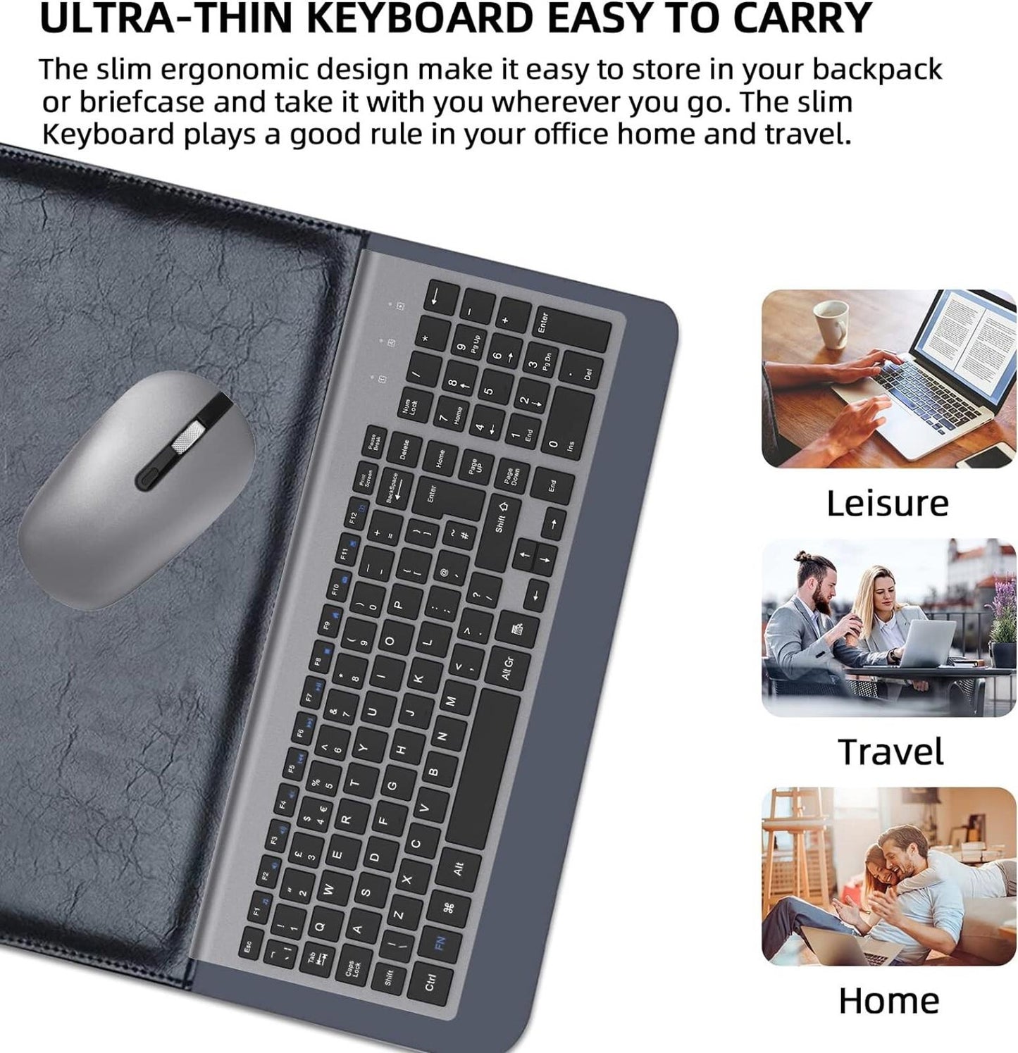 Cimetech Wireless Keyboard & Mouse Combo 2.4G Ultra-Thin Grey