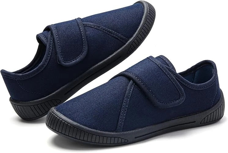 Kids Trainers Hook and Loop PE Pumps School Shoes Gym Plimsolls children Navy