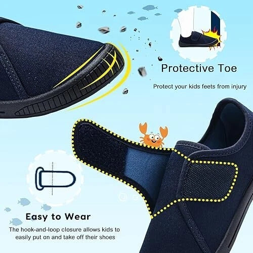 Kids Trainers Hook and Loop PE Pumps School Shoes Gym Plimsolls children Navy