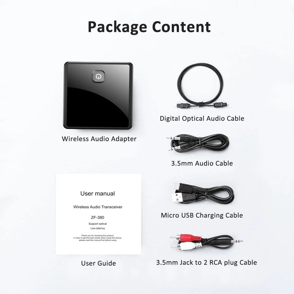 Isobel Bluetooth 5.0 Transmitter Receiver Optical, 3.5mm AUX, RCA, Low Latency