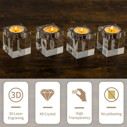 Sziqiqi 4Pcs Crystal Tea Light Candle Holders, Clear Glass love gift present