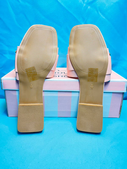 Woman's size 5 pink Open Toe Flats 1314