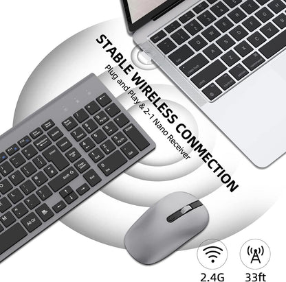 Cimetech Wireless Keyboard & Mouse Combo 2.4G Ultra-Thin Grey