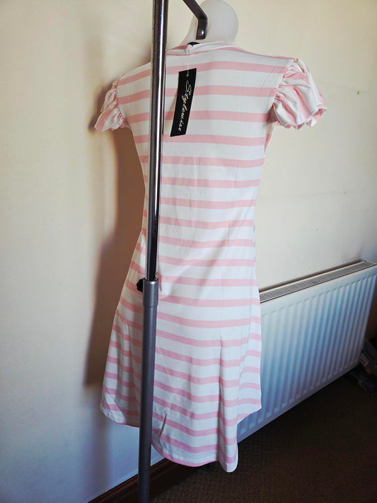 Pink and White Strippy Summer Dress 2133 2103