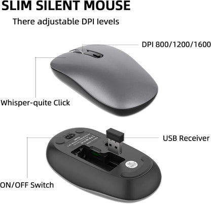 Cimetech Wireless Keyboard & Mouse Combo 2.4G Ultra-Thin Grey