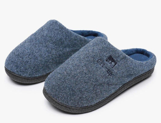 MISSRAIN Git-Up Memory Foam Rubber Sole FELT SLIPPERS size 3-4 Blue