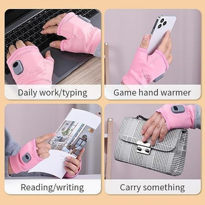 Portable Heated  Gloves Digital Display Smart Thermostatic Rechargeable PINK