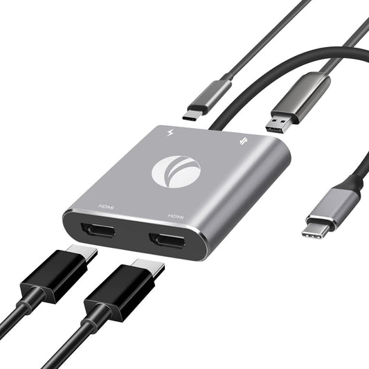VCOM USB C to Dual HDMI Adapter MST, 4K@60Hz and Dual 4K@30Hz 100W PD