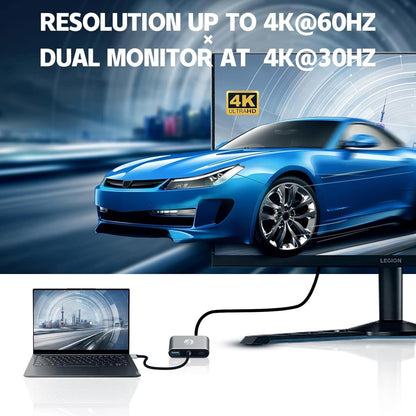 VCOM USB C to Dual HDMI Adapter MST, 4K@60Hz and Dual 4K@30Hz 100W PD