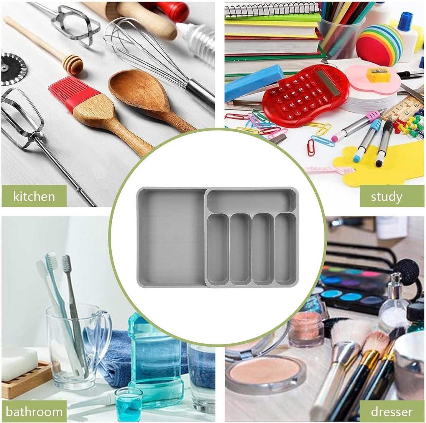 JSUOEO Cutlery Drawer Organiser, Grey, extendable, New, uk