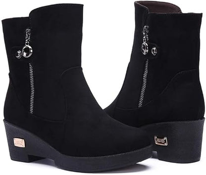 Womens Winter Boots Winter Boots Snow Boots Suede Winter Boots Warm Slip On Booties Lined Wedge Heel Shoes