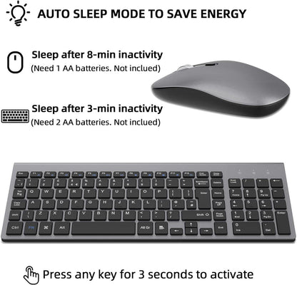 Cimetech Wireless Keyboard & Mouse Combo 2.4G Ultra-Thin Grey