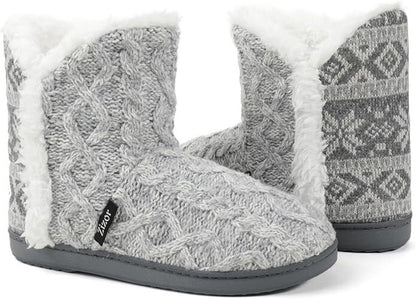 Ladies' Womens Jenna Knit Slipper Boots Memory Foam Fur Lined SIZE 8