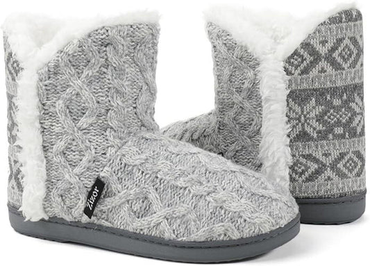 Ladies' Womens Jenna Knit Slipper Boots Memory Foam Fur Lined SIZE 8