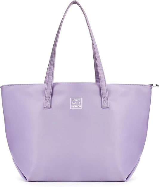 Pangogogo Mauve Nylon Tote Bag - Waterproof Women's Totes - 5 Compartments Tote Bags for Women for Work and Shopping