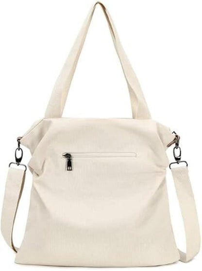 Women Handbag Shoulder Bag Canvas-Vintage Tote Beach Crossbody Baige